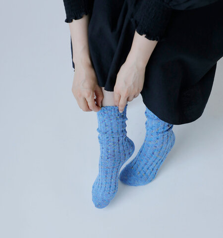 meri ja kuu|コットン リブ クルー ソックス 靴下 “KASURI rib” mj-24403-same1-mn