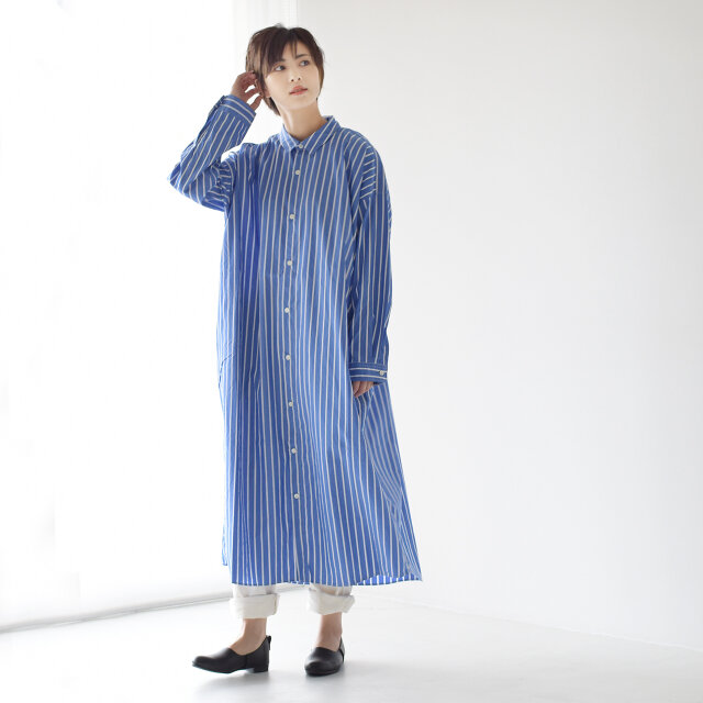 モデル: 160cm /43kg
color :blue×white stripe / size : free(フリーサイズ)