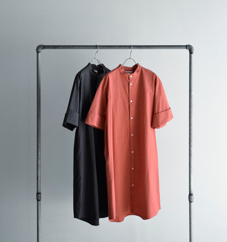 Gymphlex|コットン スタンドカラー 半袖 シャツワンピース gy-g0119tyo