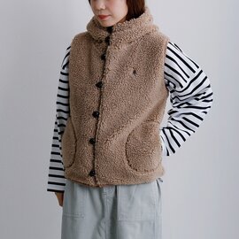 Gymphlex|くるみボタン ボア フーデッド ベスト j-1069boa-26aw