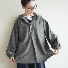 prit|1/14ウールカラークロス フードプルオーバーシャツ 長袖 トップス p80733