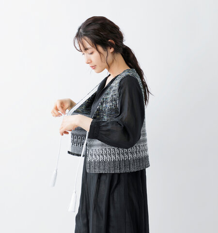 enrica｜ツイードライク コットン ニット ベスト knit147-yo