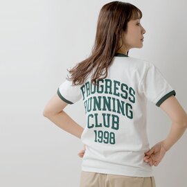 PROGRESS RUNNING CLUB｜コットン ショートスリーブ リンガー Tシャツ “QUADRUPLE” prc-24ss-03-yh