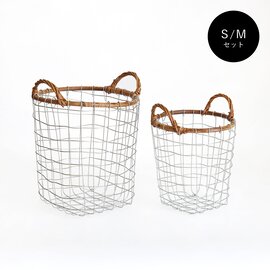 PUEBCO|【SET】RATTAN TOP WIRE BASKET S/M セット