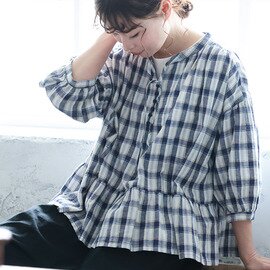 soulberry|はちみつ堂 朝顔チェックのブラウス