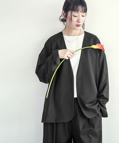 SOLAMONAT LARME|ノーカラーワイドジャケット モナワイドジャケット ライトアウター トップス セットアップ可能 レディース フォーマル smlm-wdjk