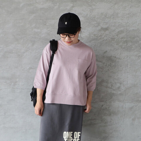 BLUE LAKE MARKET|アメリカンドライ天竺 胸ポケット七分袖Tee