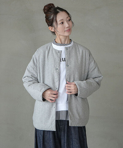 solamonat poche|リバーシブルウール/キルトばさっとジャケット アウター poche-wqt-rvjk