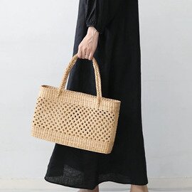 浴衣にも合う ウォーターヒヤシンス 横長 かごバッグ kurashisha