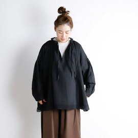 SOIL|SOIL ソイル NSL26552 レースギャザーシャツ 60s COTTON CAMBRIC PLAIN WITH LACE LACE & STRING COLLAR GATHERED SHIRT