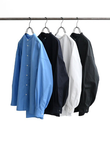 Graphpaper|High Count Broad L/S Oversized Band Collar Shirt