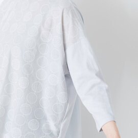 STAMP AND DIARY｜刺繍 ”Sphere” ハイマイクロコットン天竺 ボートネック ワイドプルオーバー 8分袖