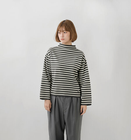 ORCIVAL|ウール プレーティング ニット ボーダー モックネック 長袖 プルオーバーシャツ or-d0113cra-25aw-mt