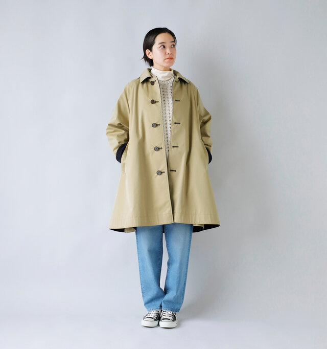 model saku：163cm / 43kg 
color : navy × beige / size : F