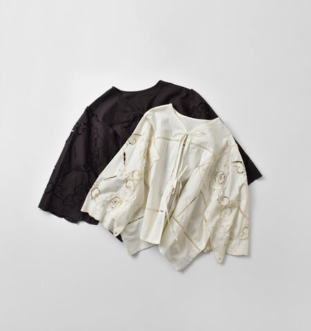 ESTROISLOSE|コットン ケミカル カットワーク刺繍 2way ポンチョ ボレロ eb25401