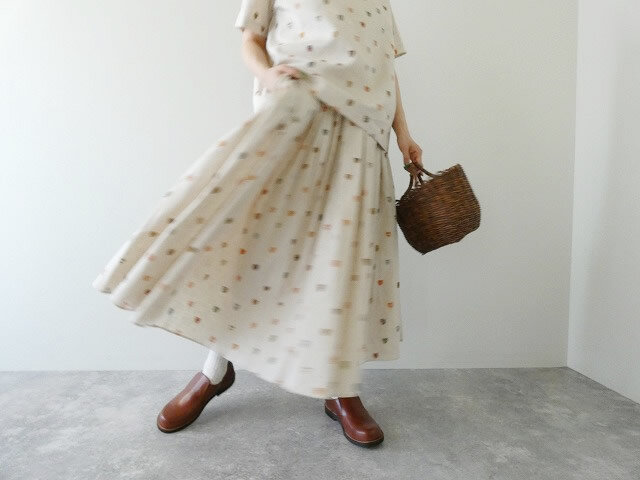 R&D.M.Co-|COTTON LINEN COAT OF ARMS GATHER SKIRT(OLD7491)