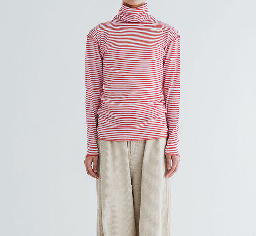 MEYAME|MEYAME メヤメ MEY-2501 ボーダー ソフトリブ タートルネック BORDER SOFT RIB TURTLENECK