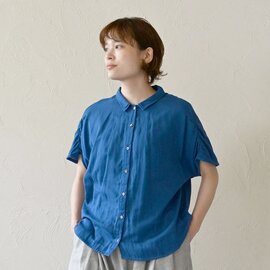 sisam|WGハンソデギャザーシャツ【ダブルガーゼ】【半袖シャツ】【やわらか】