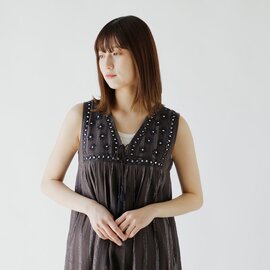 Sara Mallika｜コットン ルレックス ストライプ ミラー 刺繍 ドレス 020541sh1-ms