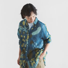 Kusa Kanmuri|なしとせんにん うぐいす しゃつ シルクコットンシャツ 旅行 日よけ プレゼント ギフト 長袖シャツ