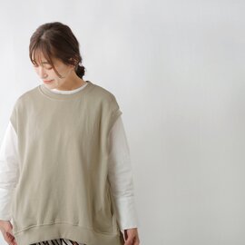 TANG｜綿麻 ミニ裏毛 ショートスリーブ プルオーバー ベスト 2115203-kk
