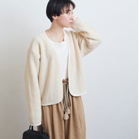 yuni｜へリンボンニット　カーデジャケット　herringbone knit 1701KN005231