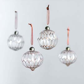 No.5 Line ball copper | ガラスオーナメント 4個セット