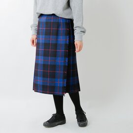 O'NEIL OF DUBLIN|aranciato別注 ウール プリーツ 巻きスカート ビッグピン付 チェック 無地 5073wp-fn