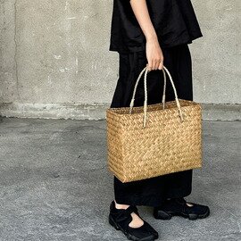 カチュー水草 角型 かごバッグ L