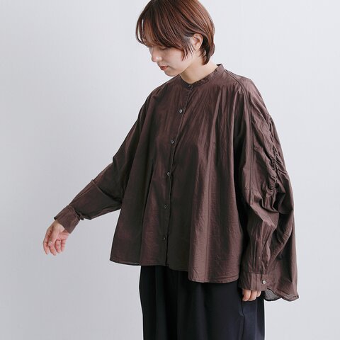 mizuiro ind|コットン バックギャザー ワイド 長袖シャツ 1-238975