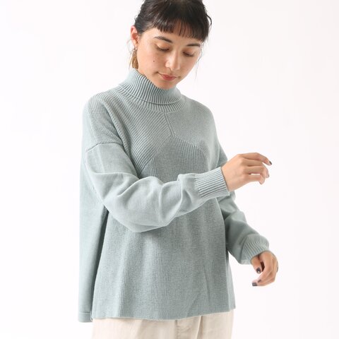 TUTIE.|コットンウールニット畦編みタートルネックプルオーバー セーター