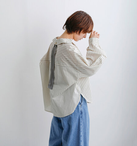 HERENCIA|バックリボン ストライプ ブラウス h426313
