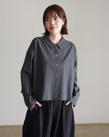 mizuiro ind|ワイドシャツ 長袖シャツ T/R wide shirt 3-230129 ミズイロインド