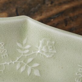 よしざわ窯｜き２５　　ペールグリーン 花図鑑の西洋皿