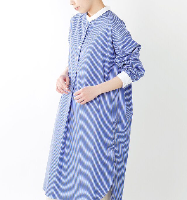 Midiumi スタンドカラーストライプシャツワンピース 1 Yn Piu Di Aranciato ピウディアランチェート キナリノモール Midiumi スタンドカラーストライプシャツワンピース 1 Yn Piu Di Aranciato ピウディアランチェート キナリノモール