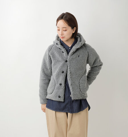 Gymphlex|くるみボタン ボアフリース フーデッド ジャケット j-1185boa-tr