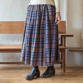 sisam|コーディネートのアクセントに♪温か起毛スカート【オーガニックコットンフランネル】【ビックチェック】【秋スカート】 / OCチェックフランネルスソギャザースカート