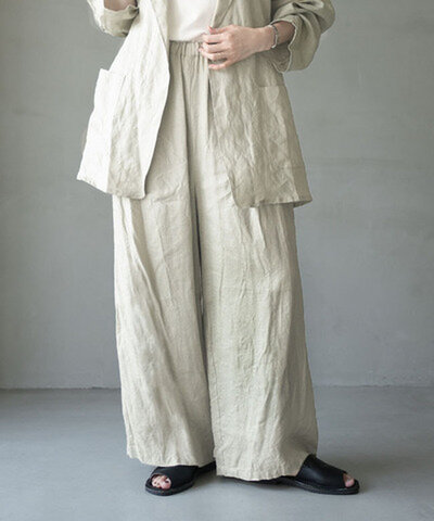 mizuiro ind| linen wide easy PT リネンワイドイージーパンツ ワイドパンツ リネンパンツ ボトムス セットアップ可能 2-260104