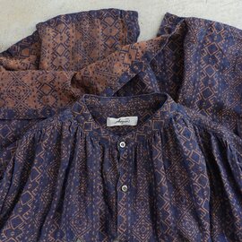 ichi Antiquités｜AZTECA JACQUARD INDIGO Linen Volume Sleeve Shirt