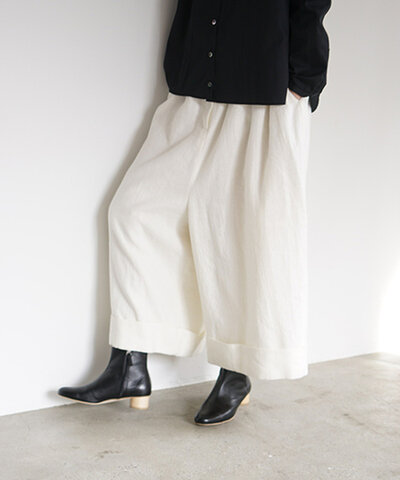 Mochi｜cropped wide pants [off white]