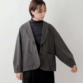 ina|2wayストレッチ ストライプ ショールカラー ジャケット 255648