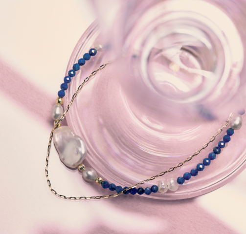 les bon bon｜lapis lazuli dreamy bracelet　ブレスレット　天然石　パール