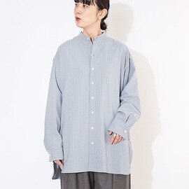 MIDIUMISOLID|band collar long shit バンドカラーロングシャツ レディーストップス ブラウス 4-135227