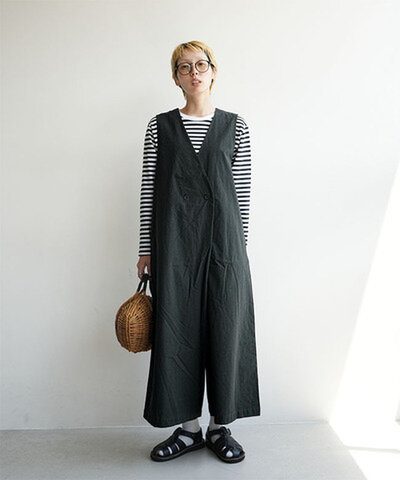 blue willow|コットンラップサロペット ボトムス パンツ ワイド 01ffp14414