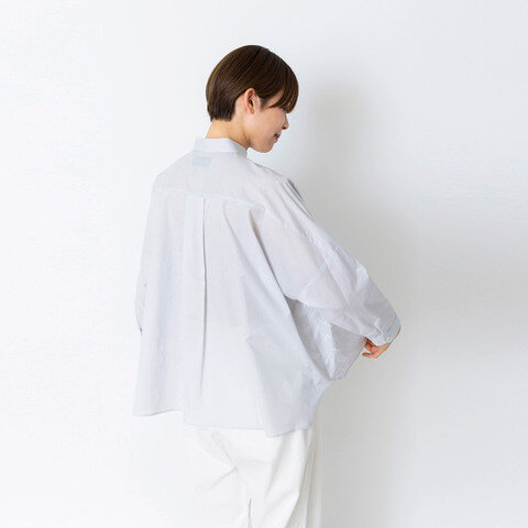 STAMP AND DIARY｜刺繍"vuori" 60コットンローン ラウンドカラービッグシャツ