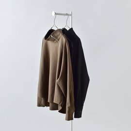 assiette|バージンウール ストレッチサキソニー アシンメトリー ハーフZIP プルオーバー a24-31496-54