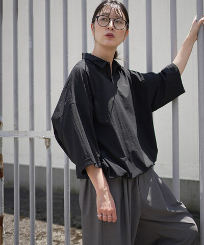 FIR MUM|NYLON STRETCH POPLIN PULLOVER FRDGPO 6分袖ハーフプラケットプルオーバー トップス hr-fr0201po