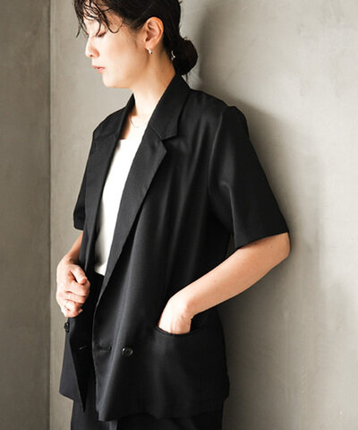 MIDIUMISOLID|half sleeve jacket ハーフスリーブジャケット トップス アウター 羽織り オーバーサイズ 2-132251