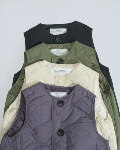 Brocante|キルトコクーンジレ 波状キルト キルティング 中綿 ノーカラー ベスト Quiltcocon gilet 38-265X ブロカント