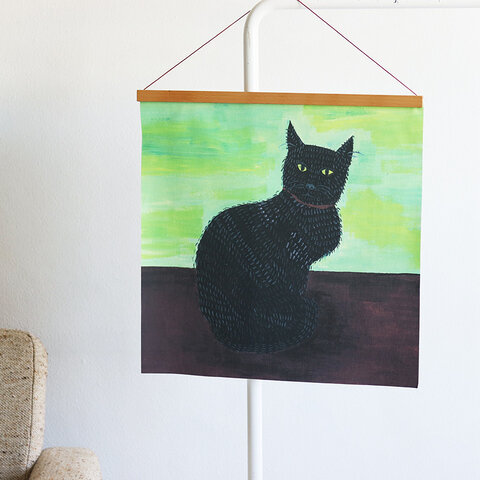 nunocoto｜ファブリックポスター：黒猫（しんよんひ）
